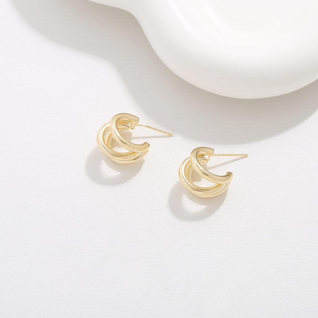 High-End 925 Sterling Silver Twisted Metal Stud Earrings for Women