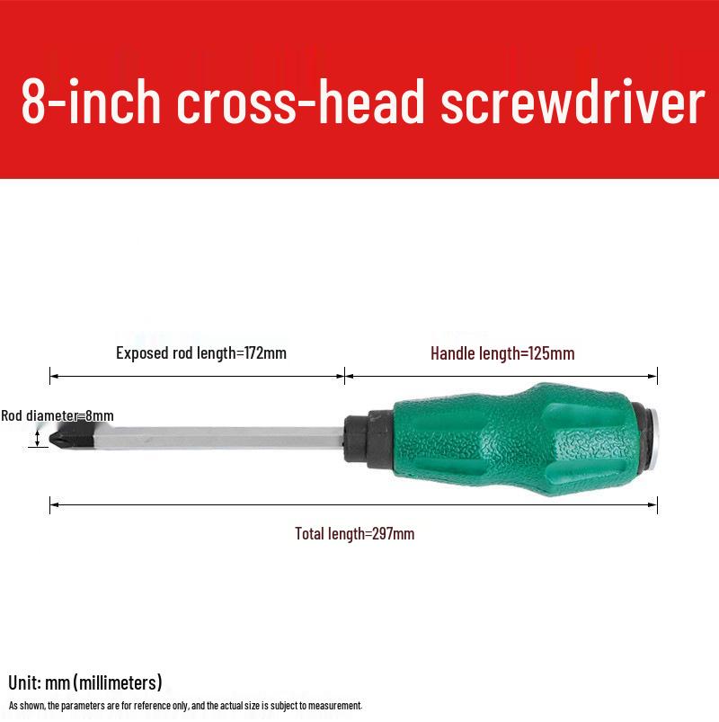 High-Hardness Chrome Vanadium Steel Through-Tang Slotted & Phillips Screwdriver - Hammer-Friendly Hand Tool.
