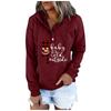 Women  Winter Casual Christmas Fashion Print Hooded Button Sweatshirt