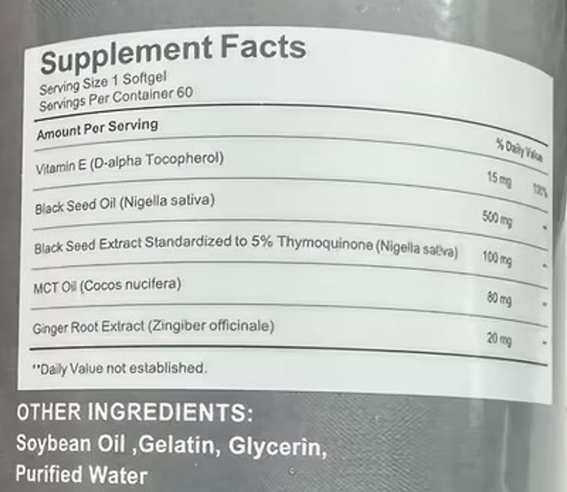 Docteat Black Seed Oil with MCT Oil & 5% Thymoquinone (60 Softgels)