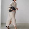 Women Lapel Collar Linen Cotton Long Shirt Dress,Loose Single-Breasted Long Sleeve Maxi Dress Casual Split Tunic Cover-Up S-2XL