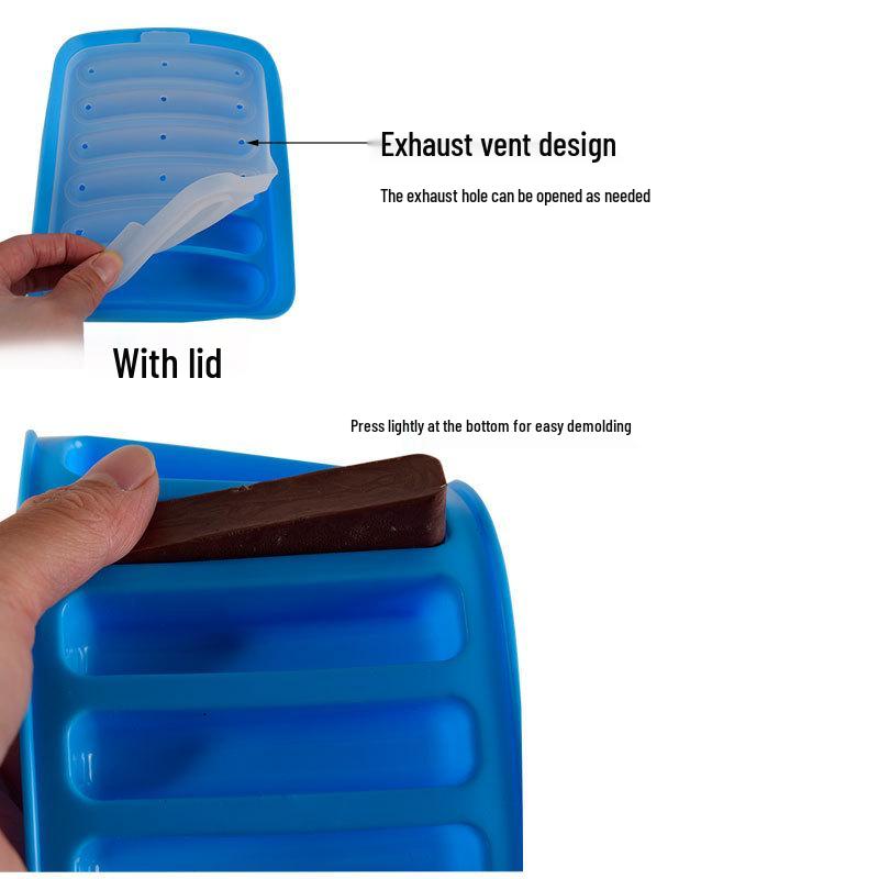 Silikon Korv- & Skink- Hot Dog Form med Lock - 6 Hål Korv/10 Hål Skinka för DIY Bakning & Förvaring av Barnmat