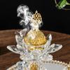 Flower Design Glass Incenses Burners Set Golden Finish Storage Jar With Mirrored Tray Middle Eastern Home Decorations