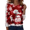 Women's Fashion Christmas Print Neck Long Sleeve Pullover Top for Holiday Wear