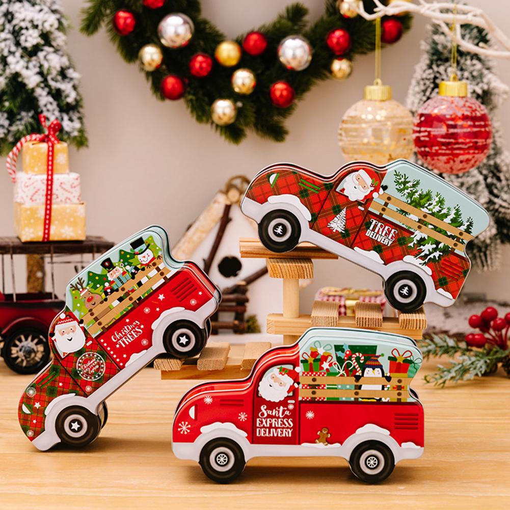 Christmas Candy Box Wrought Iron Gift Packing Box Cookie Can Candy Organizer Xmas Decor Festival Party Decoration