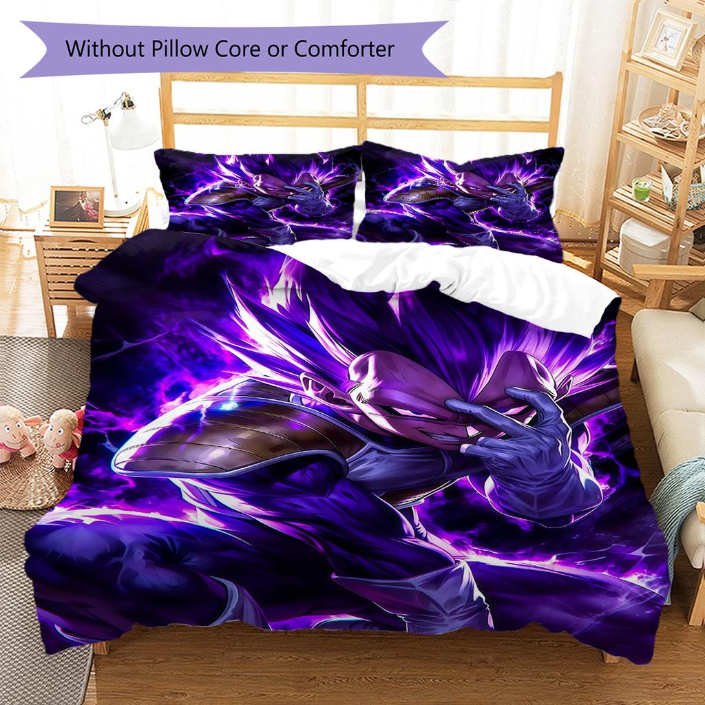 DBZ Patrón de Impulso Juego de Colcha Ropa de Cama Funda de Colcha Funda de Almohada Decoración del Hogar Regalo de Cumpleaños (1 * funda nórdica + 2 * fundas de almohada, sin núcleo)