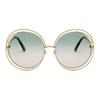 Chloe Retro Mode Großer Rahmen Metall Rund Sonnenbrille Unisex Sonnenbrille Gold CH114SD