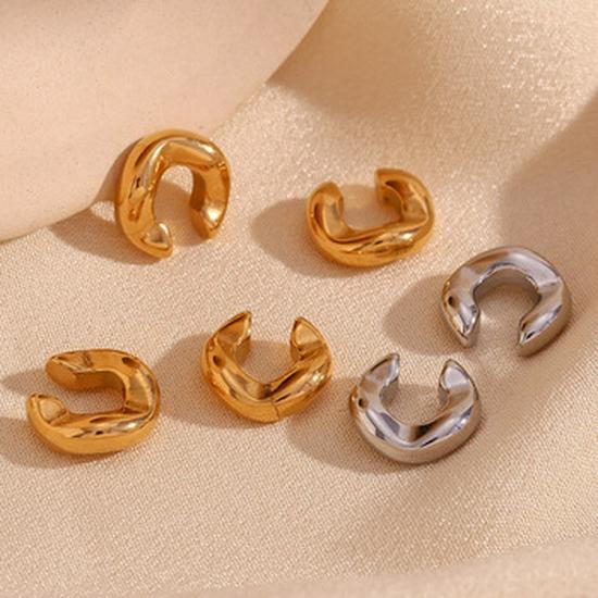 European & American 18K Gold-Plated Retro Wave Ring – Women's Stainless Steel Hand Jewelry