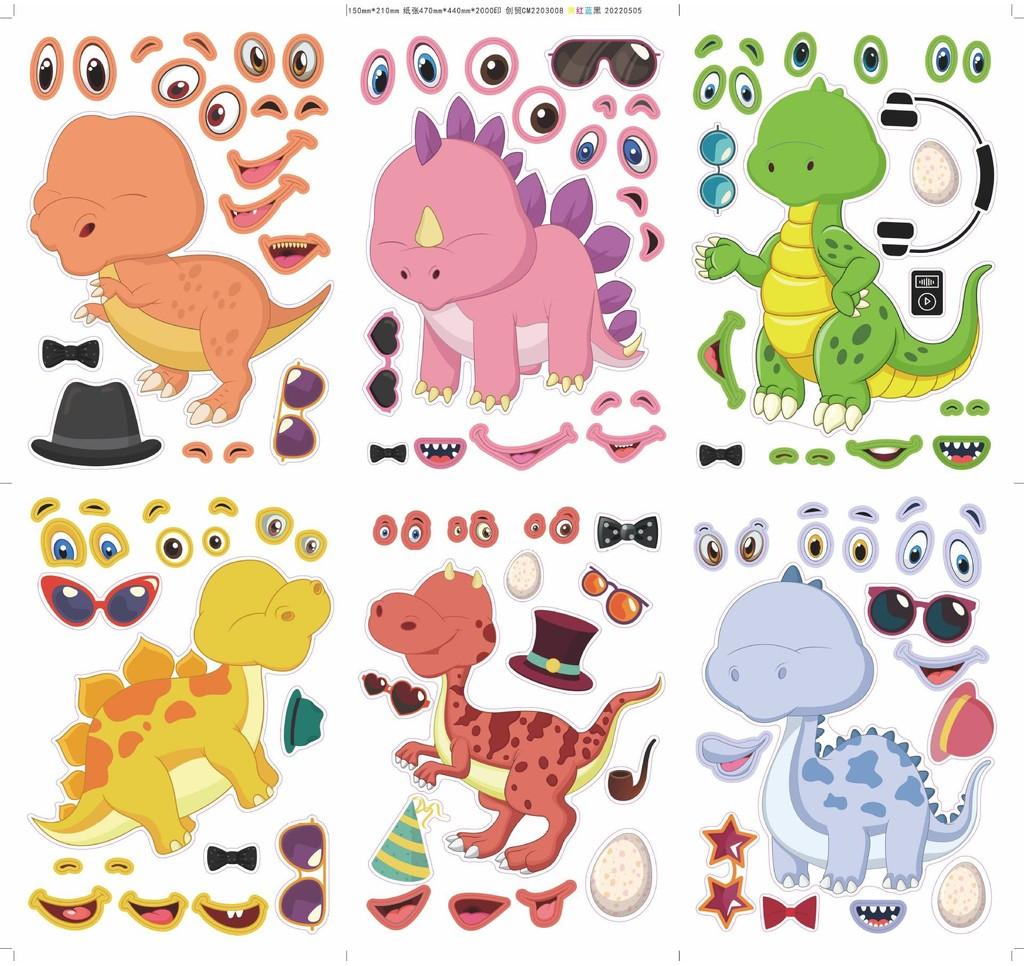 Puzzle Whimsical Dinosaur Kit With Adhesive Stickers For Kids Fun Interactive