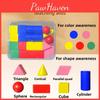 Wooden Geometric Shapes Set For Kids Educational Math Toys For Early Learning