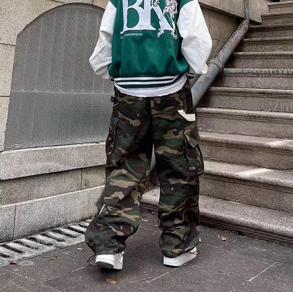 Unisex Camouflage Straight-Leg Pants - Spring/Summer Trendy Hip Hop Style