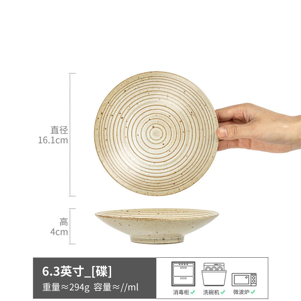 Retro Coarse Pottery Plate, Threaded Plate, Household Ceramic Plate, Dessert Plate, Small Vegetable Plate, Tableware Plate.