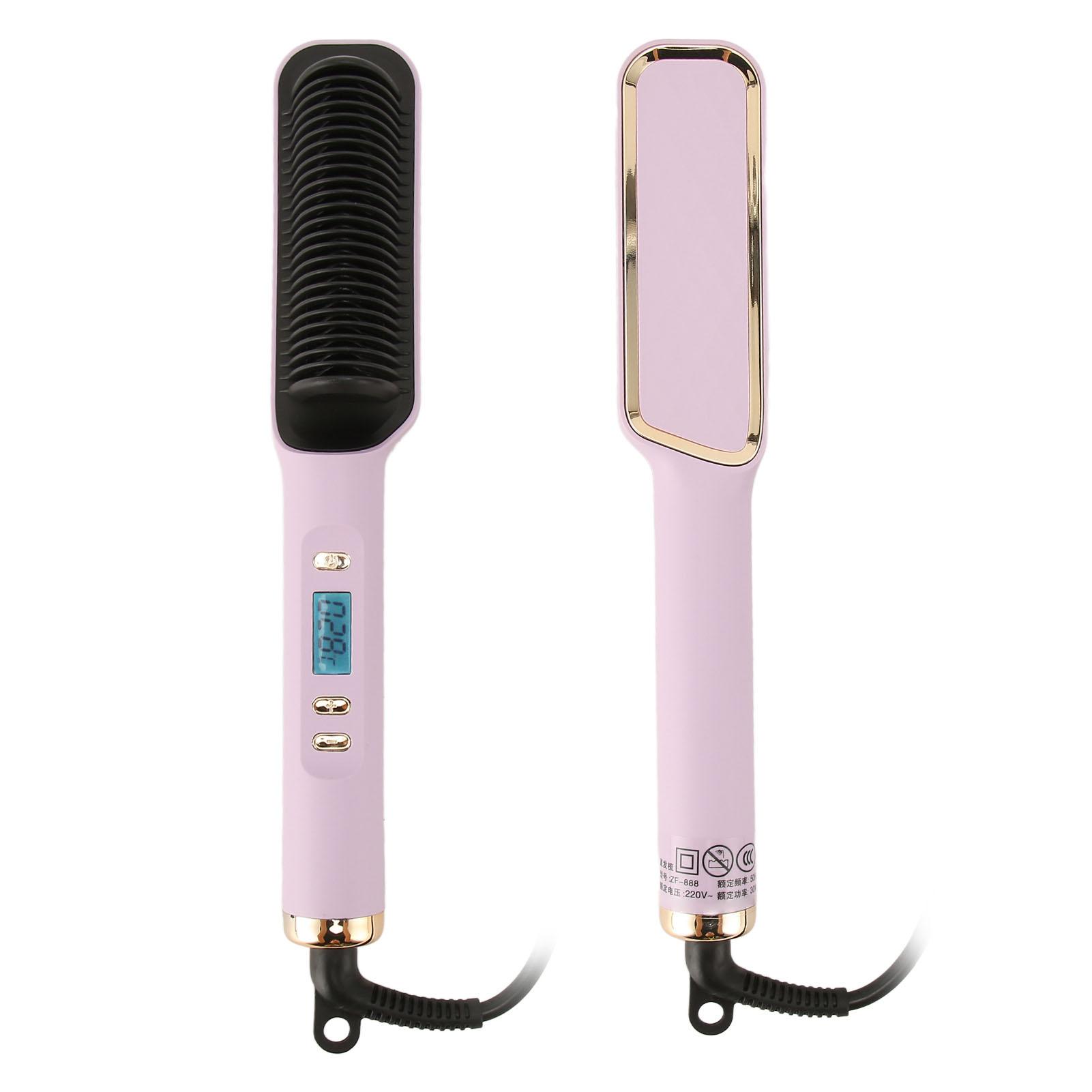 Hair Straightening Brush   Even Heating LCD Hair Straightener Brush for Home