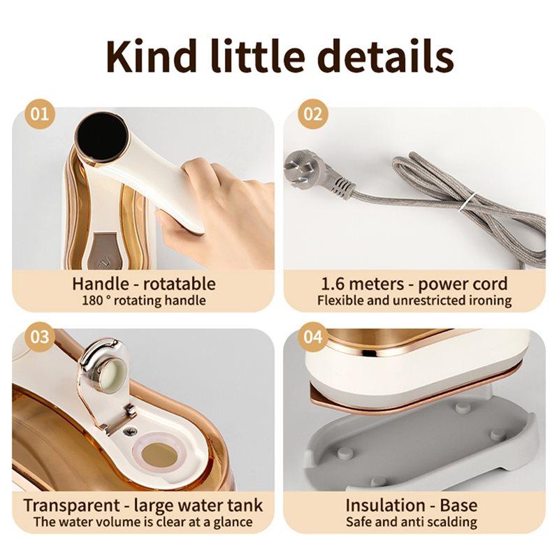 ABGR-Handheld Steam Iron 1200W High Power Rotating Electric Garment Steamer Portable Home Three-Speed Touch Screen Rotary US Plu