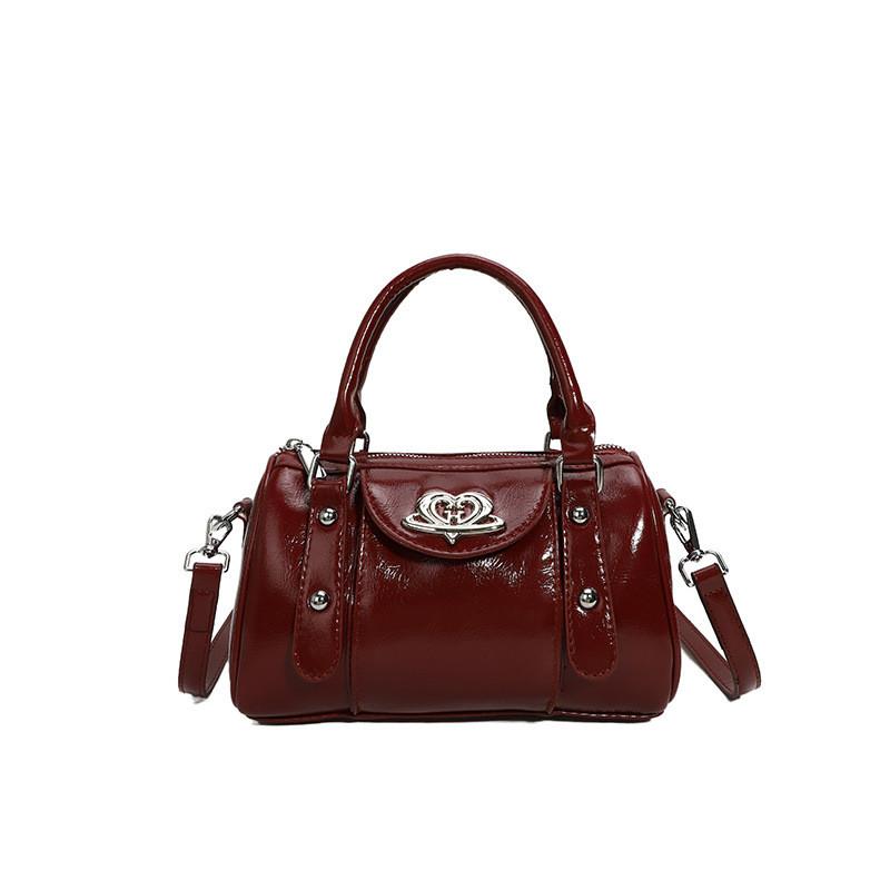 Ielgy Retro High-End Feel Hand-Carrying Cylinder Bag Autumn Winter Simple Fashion One-Shoulder All @-
