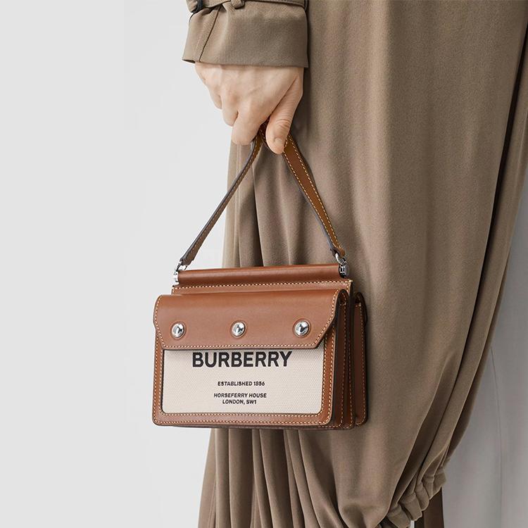 Burberry Tait Series Printed Adjustable Shoulder Strap Leather Messenger Bag Crossbody Mini Unisex bags Natural Malt-Brown 80146111