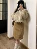 Korean Khaki Wool Pleated Mid-Length Women's Skirt - Versatile Autumn/Winter Fashion for Commuting