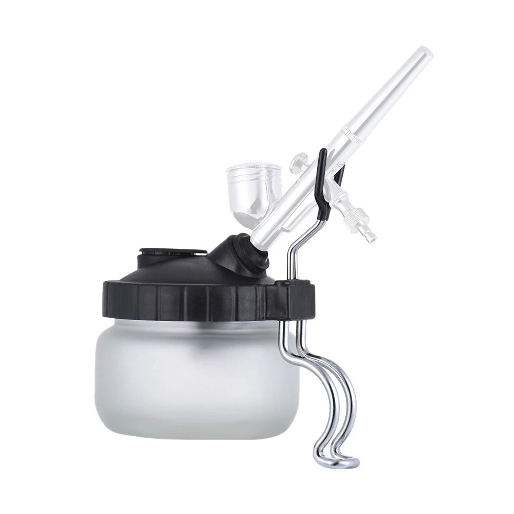 Glass Bottle Airbrush Cleaning Jar with Cover Metal Handle Airbrush Cleaning Kit  Modeling