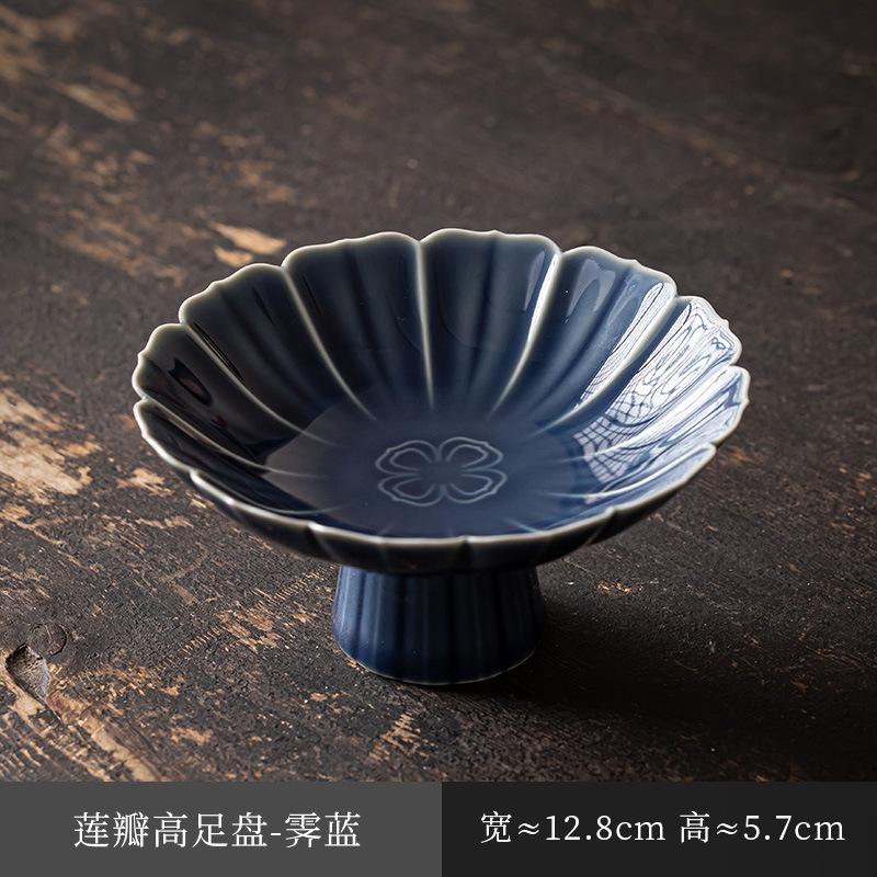Čínská keramická mísa na ovoce na vysoké noze Zenová mísa na občerstvení pro Buddhu Talíř na pečivo Vynikající talíř na svačinu na vysoké noze Zásnubní talíř