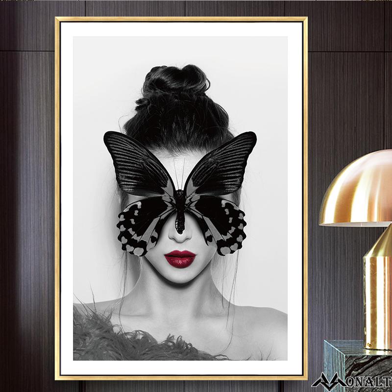 Abstract Canvas Painting Decorative Picture Nordic Butterfly Woman Posters On the Wall In the Office Wall Art Hoom Decor Cuadros