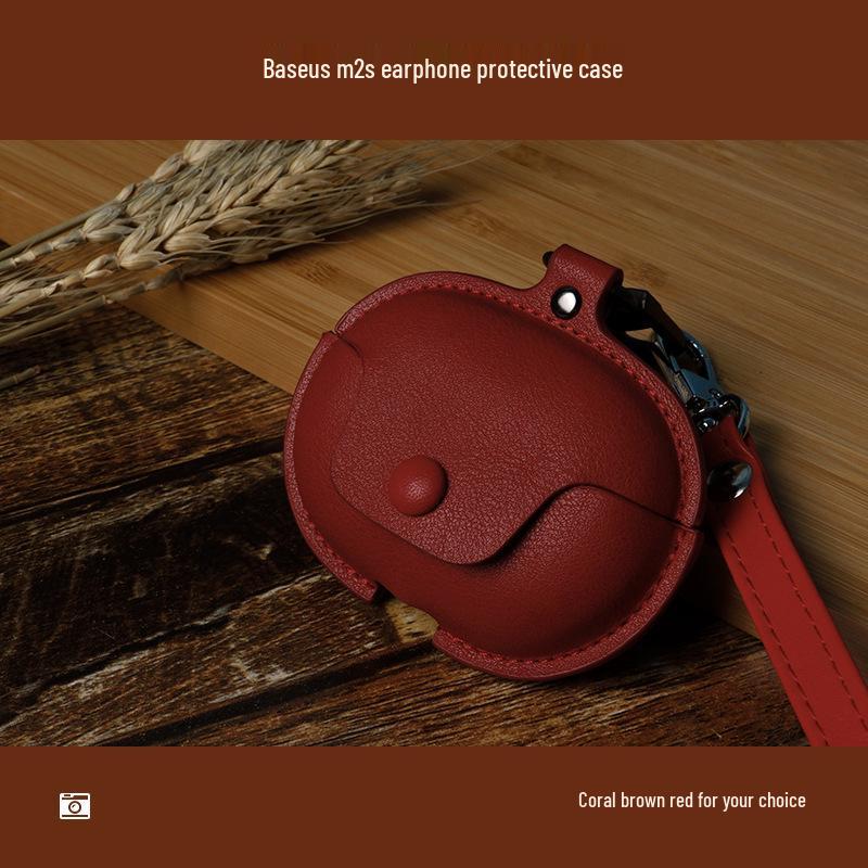 Baseus M2s Protective Shell for Bowie M2s Bluetooth Earbuds - Genuine Leather Case