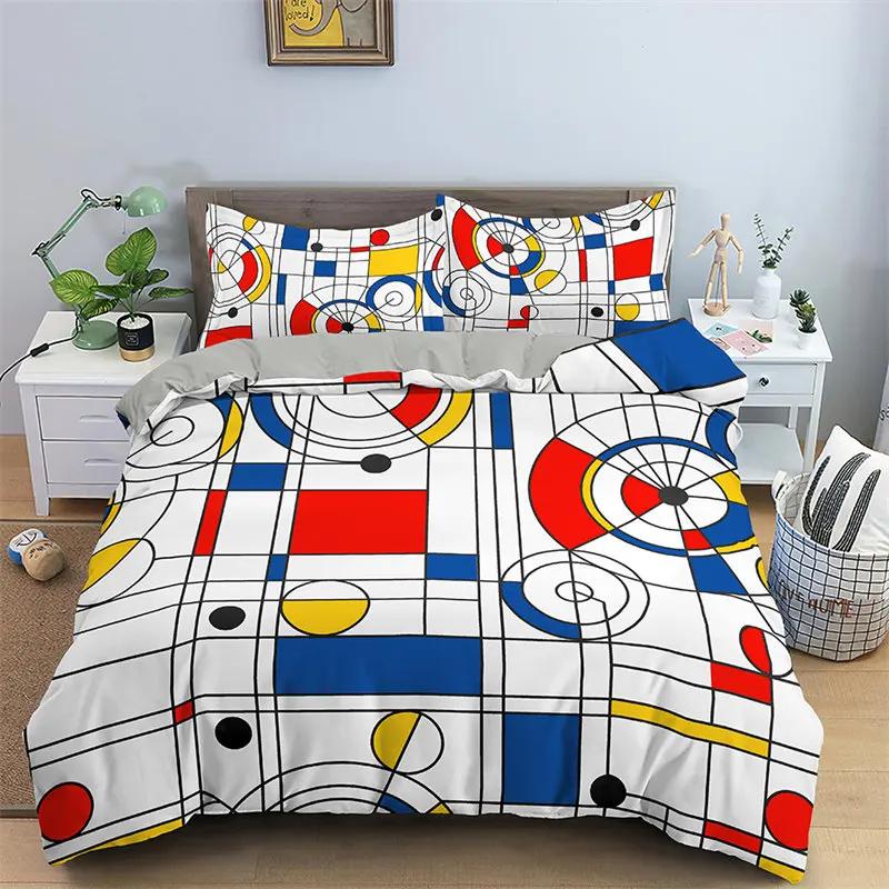 Geometric Duvet Cover Microfiber King Queen Full Twin Bedding Set For Kids Teen Adult Bedroom Decor Abstract Pattern Quilt Cover