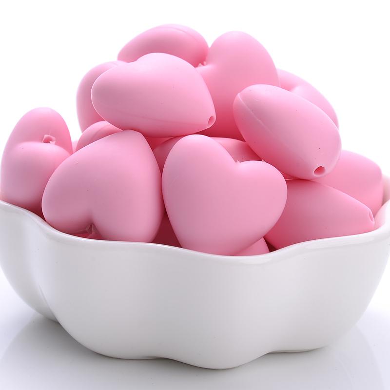 20Pcs 18x20mm Peach Heart Silicone Beads Baby Teethers Eco-friendly BPA Free Teething Beads Necklace Pacifier Chain Accessories