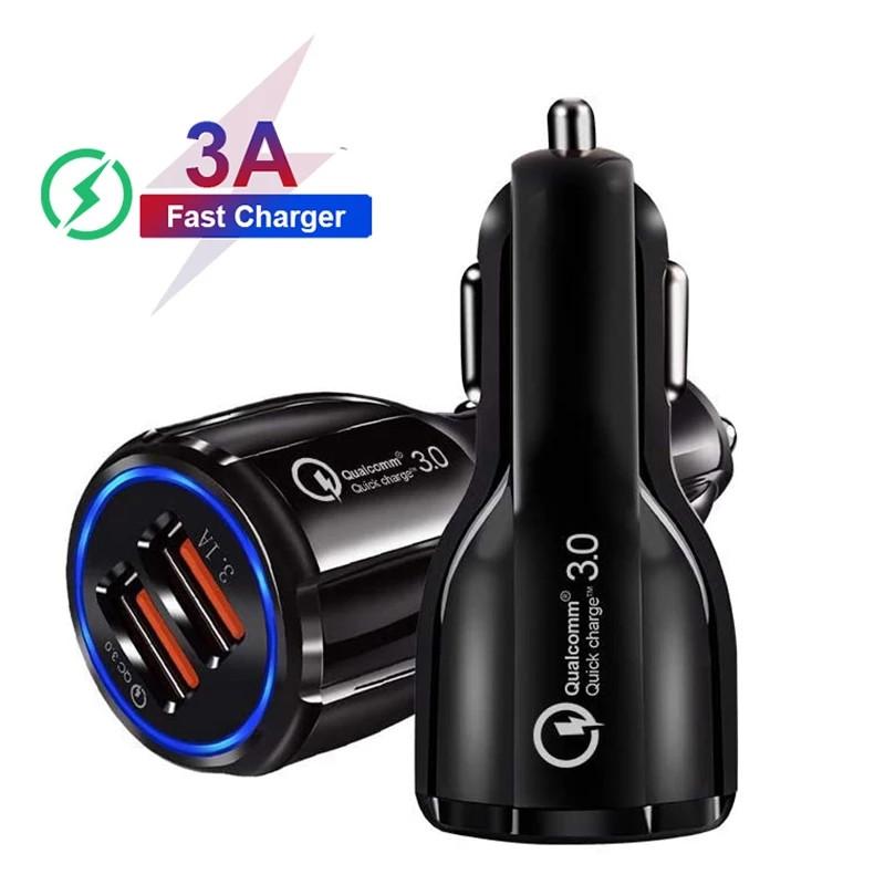 

Автомобильное зарядное устройство для телефона Quick Charge 3.0 Быстрая зарядка в автомобиле 2-портовое USB-зарядное устройство для телефона Samsung S9 S10 iPhone 14 Pro