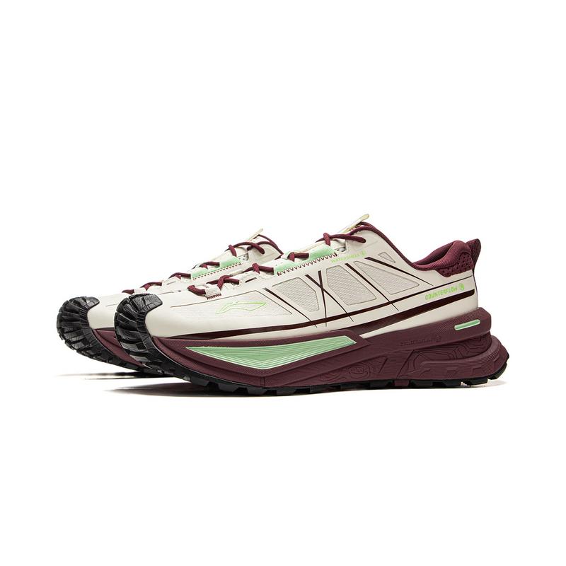 Li Ning CF Su Xing Chuan SE Langlebig Leicht Wasserdicht Rutschfest Low-Top Outdoor Wanderschuhe Unisex Wanderschuhe Weiß Grün Lila AHTV015-3