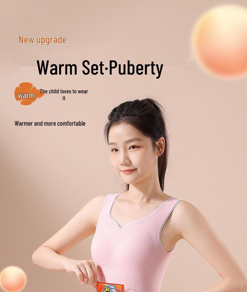 Damen Thermoweste mit Plus Samt - Warme Seiden-Basisschicht mit Brustpolster für Teenager