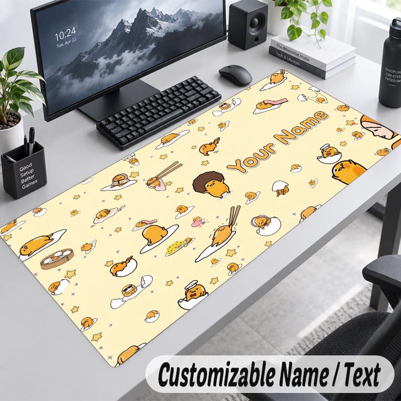 Gudetama Personalized Large Mouse Pad Custom Name Text Extended Desk Mat Gaming Mousepad