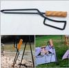 Fire Tong Charcoal Clip Metal Wooden Barbecue FireTongs Heat-resistant Carbon Picking Clip Outdoor Picnic Fireplace Clamp