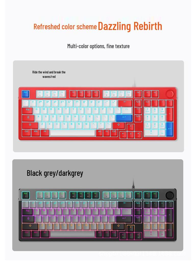 Dareu EK815 Mechanical Keyboard – 108-Key Alloy, Black, Blue, Red, Brown Switches, Wired for E-sports, Gaming, and Office Use.