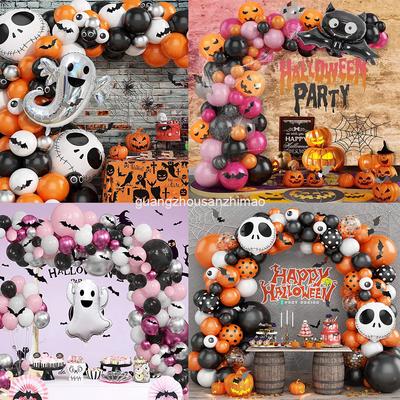 Halloween Balloon A Set of 3D Bat Stickers Black Purple Silver Balloon Set Halloween Birthday Party Anniversary Party Decoration