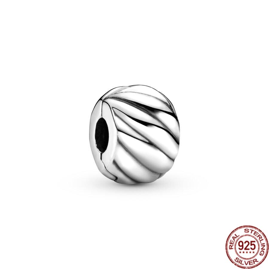 DIY-Schmuck S925 Sterling Silber Goldenes Herzband Polierte, mit Federn besetzte Clip-Charm-Perlen Passend für Original-Armbänder