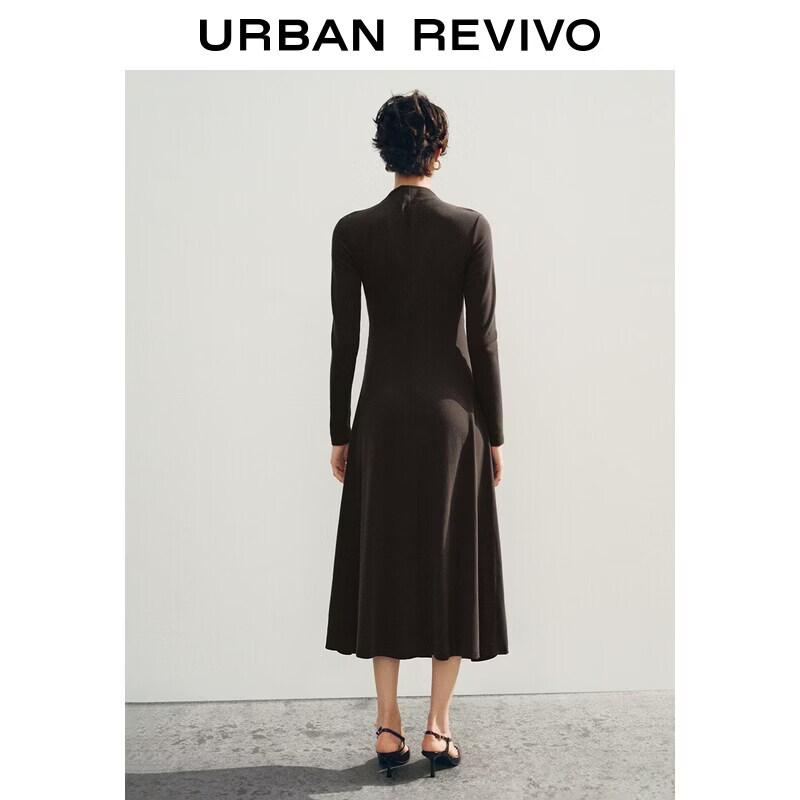 UR2026 Women's Pleated Long-Sleeve Midi Dress