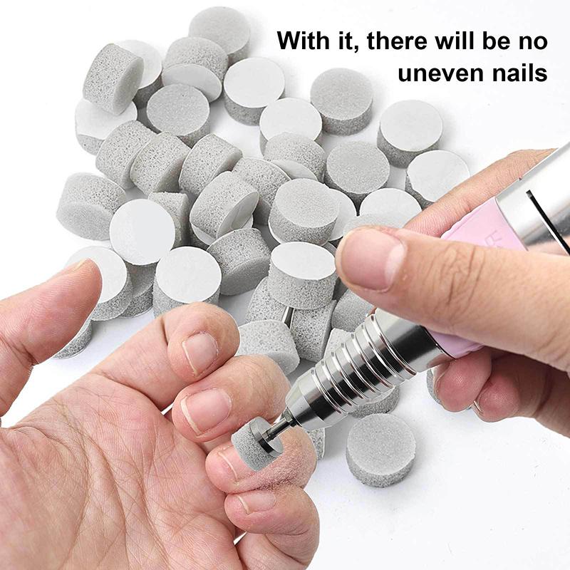 50Pcs 10 Mm Self-Adhesive Replaceable Sponge Buffing Pads Stainless Steel Disk For Pedicure Polish Accessories