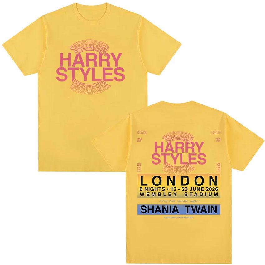 

Harry Styles Together Tour 2026 Pattern Tshirt Mens Luxury Fashion Cotton Short Sleeve Tshirt High Quality Neutral Tshirt M