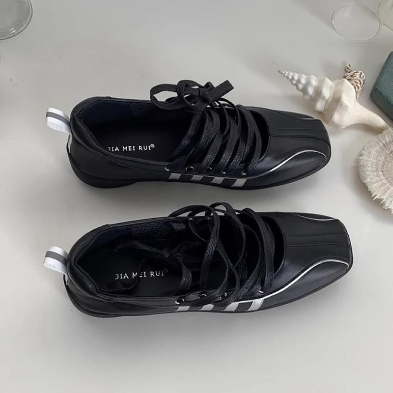 

Дизайнерские женские кроссовки, балетки, повседневная спортивная обувь, весна 2025, на шнуровке, новый бренд, для бега, балета, танцев, ходьбы, Mujer Sandalias 40 чёрный