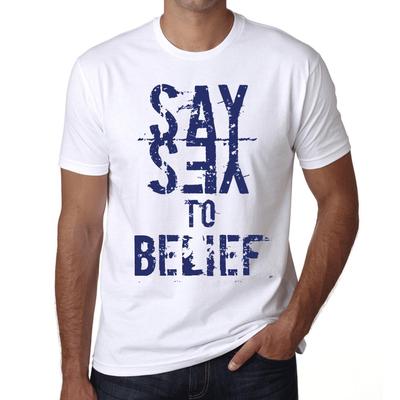 Herren Vintage T-Shirt Grafik T-Shirt Say Yes to Belief Weiß