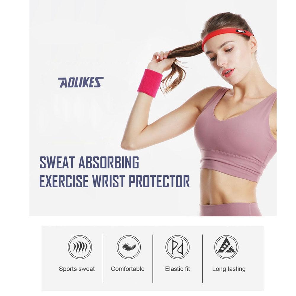

AOLIKES A-0230-8cm 1PC Wrist Sweatbands Sports Soft Sweat Absorbed Wristbands Wrist Bands for Football, Basketball, Running, Golf Grey