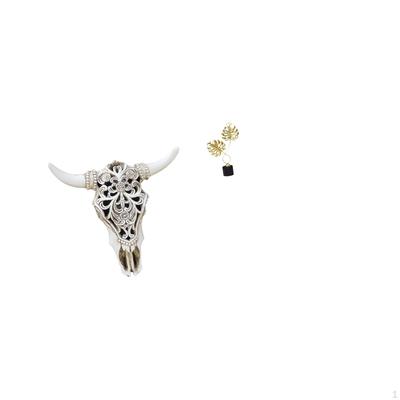 Tribal Bull Head Sculpture Wall Hanging Art Iron Figurine Ornament for Office Farmhouse Bedroom Desk