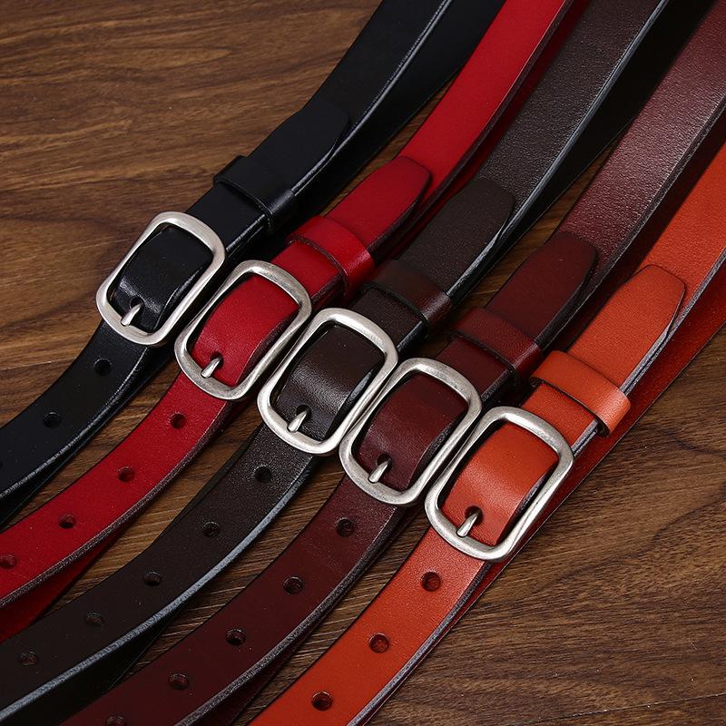 2.3Cm Wide Retro Casual Leather First Layer Cowhide Belt Women'S Fashion Simple Versatile Jeans Belt Women'S