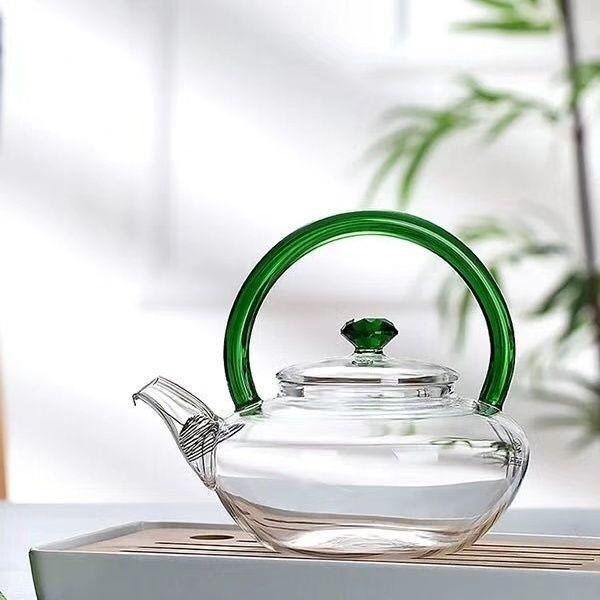 Heat-Resistant Glass Teapot with Handle for Kung Fu Tea Ceremony
