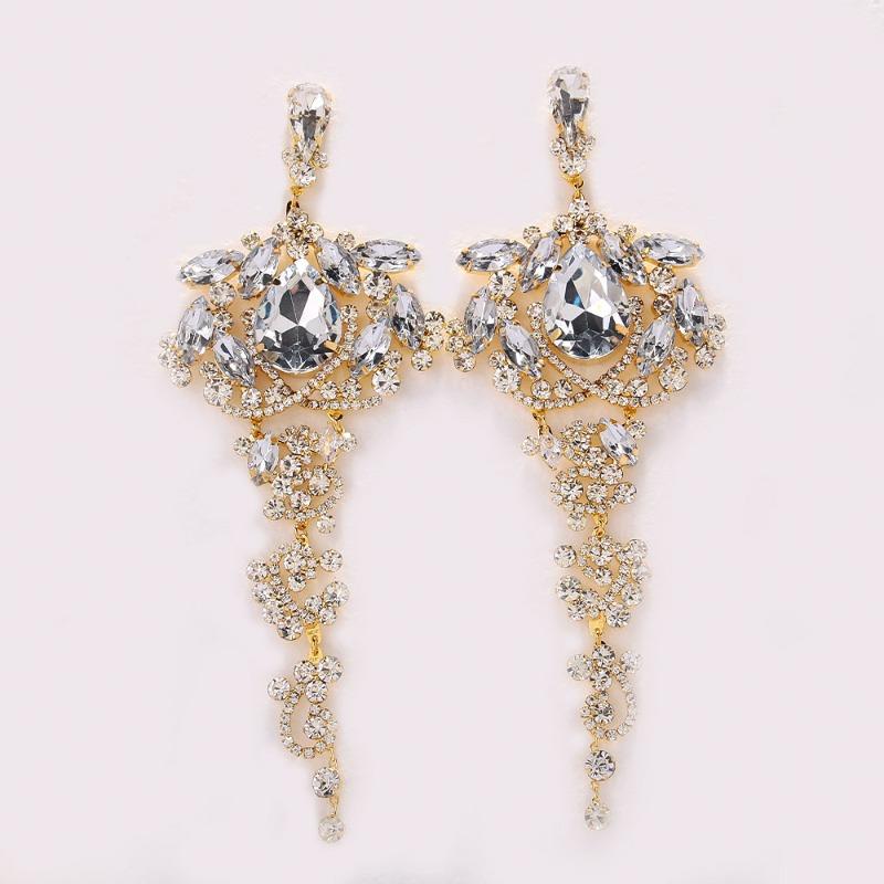 Water Drop Fringed Earrings Personalized Exaggerated Rhinestone Earrings Retro Accessories Women's Earrings