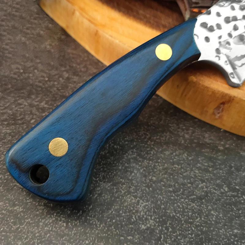 Stainless Steel Forging Knife Hand Meat Knife Barbecue Eating Beef and Mutton Knife Portable Fruit Knife Peel Cooking Multi-purpose Knife with Sheath