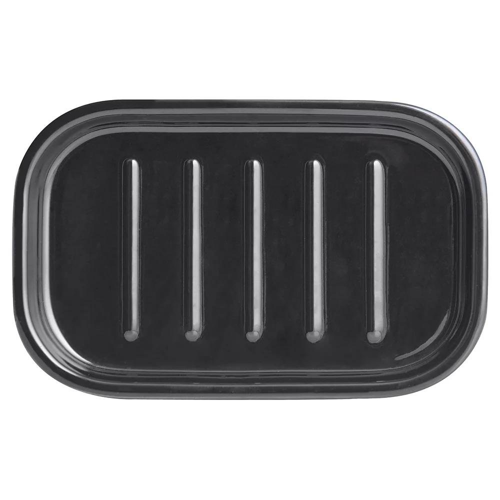 3 Pack Durable Ceramic Soap Dish Glossy Black Bathroom Accessory Jewelry Holder Timeless Design Home Essentials Storage