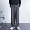 Button Zipper Fly Pockets Loose Korean Style Suit Pants Spring Autumn Mid-Waist Straight Wide Leg Casual Trousers
