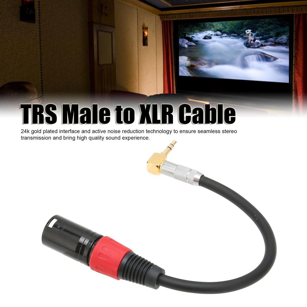 EBTOOLS XLR Male to 3.5mm Stereo Microphone Cable 90 Degree L-Shaped 3 Inches Support for Computer MP3 DVD CD Player TV 0.5m