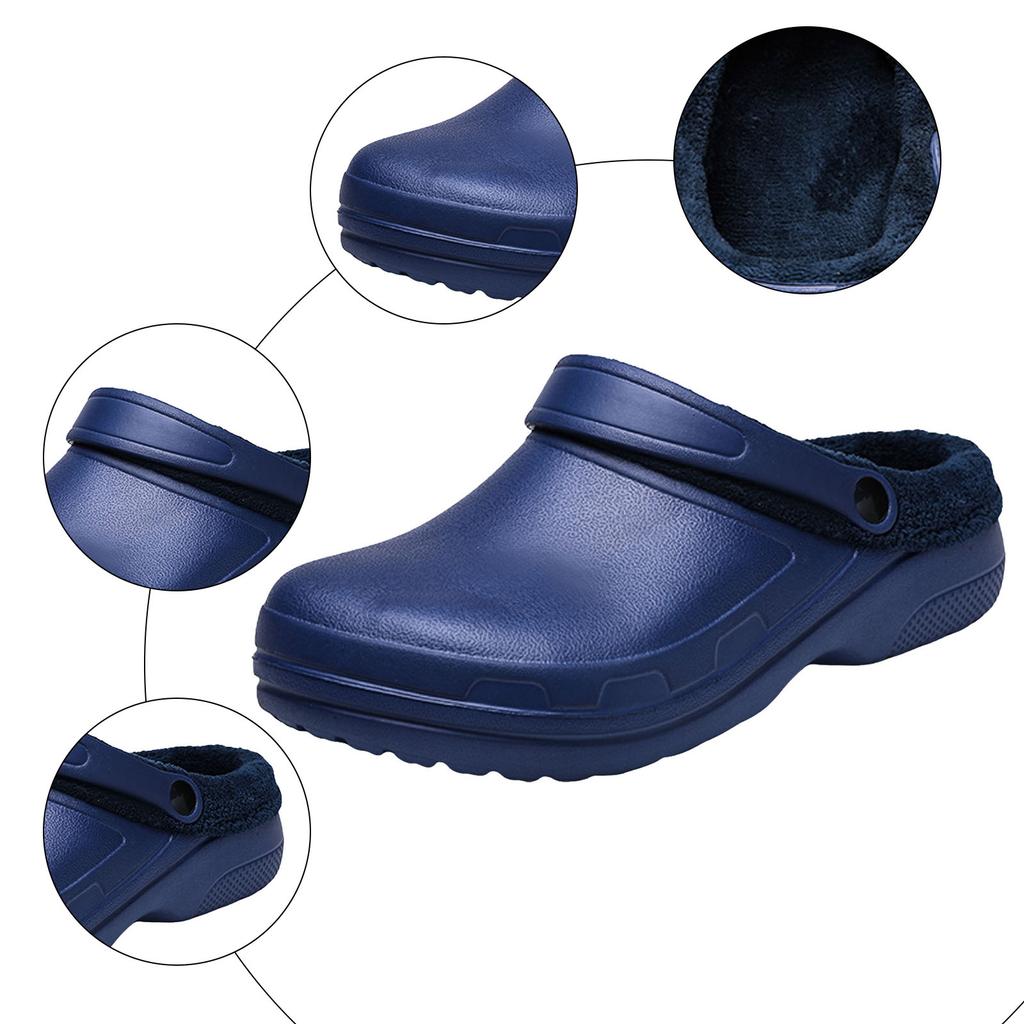 Wide Toe Plush Slippers Indoor Keep Warm Home Shoes For Women Men Rubber Sandals Clogs Garden Shoes Unisex Large Size 45